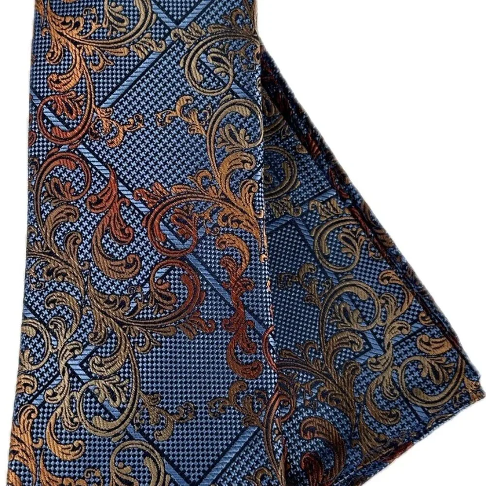 Stacy Adams Men's Tie Hanky Cobalt Blue Melon Gold Navy Floral Plaids Microfiber